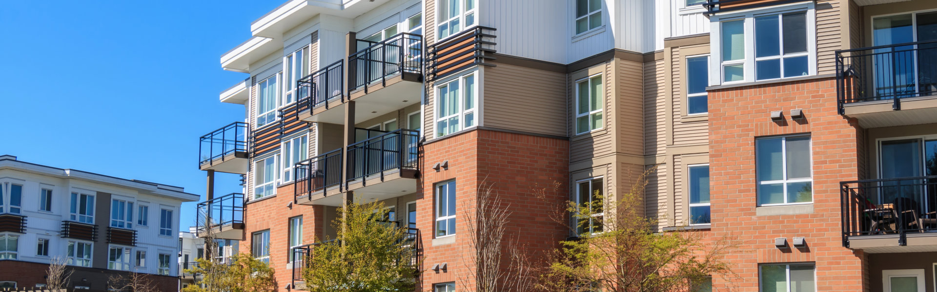 Architectural details of modern apartment building.